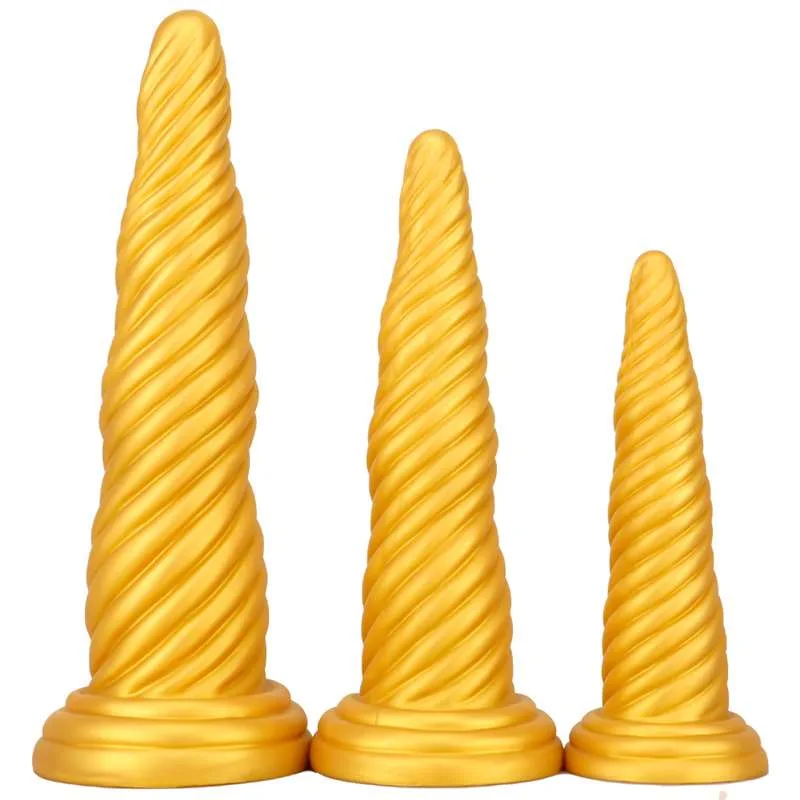 7.8/9.8/11.8 Inch Gold Soft Unicorn Horn Dildo Sex Toy